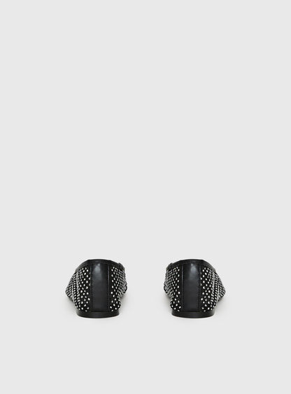 Cerelia Sheer Diamonte Ballet Flats Black