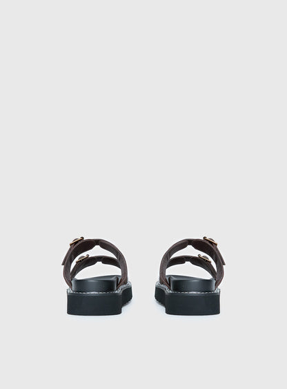 Ma Belle Sandals Contrast Stitch Chocolate