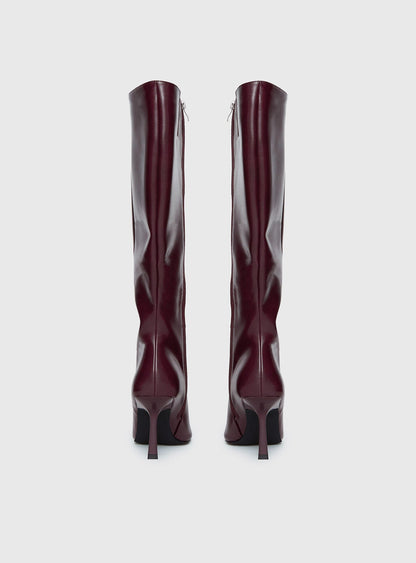 Harrie Knee High Boots Burgundy
