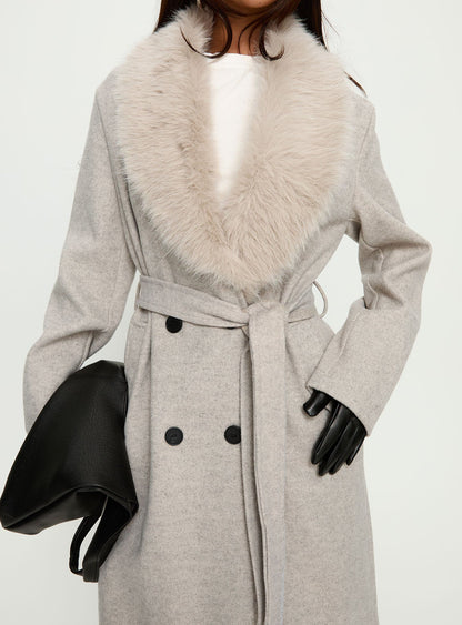 Hallyn Faux Fur Collar Coat Beige