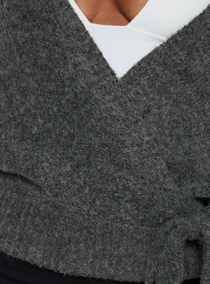 Daelan Wrap Knit Cardigan Charcoal
