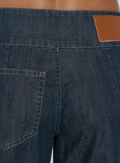 Nikoletta Mid Rise Wide Leg Cargo Jeans Dark Blue Wash