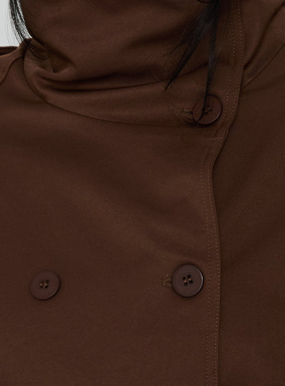 Blanc Cropped Trench Coat Chocolate