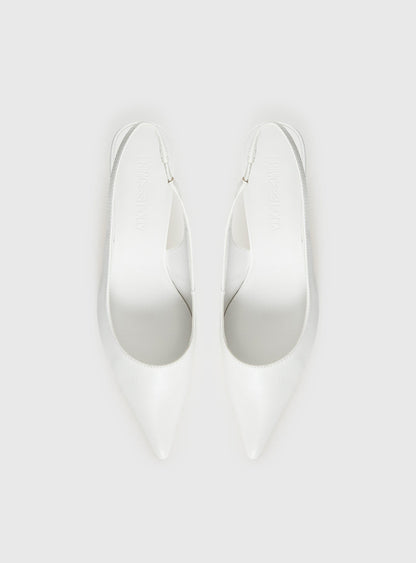 Denalia Pointed Toe Heels White Matte