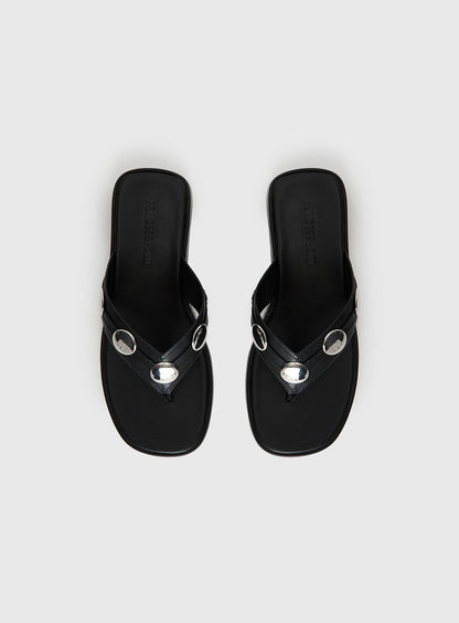 Paislee Stud Detail Sandals Black