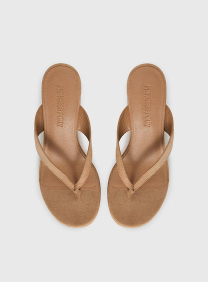 Kamiko Wedged Heels Tan Faux Suede