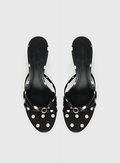 For The Rush Kitten Heels Black Polka