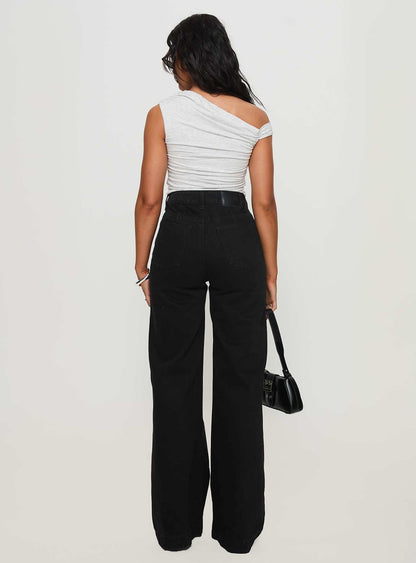Goldie High Rise Wide Leg Jeans Black Petite