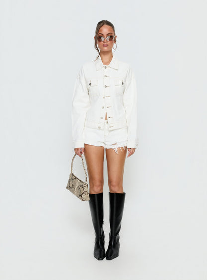 Caresse Cinched Denim Jacket White