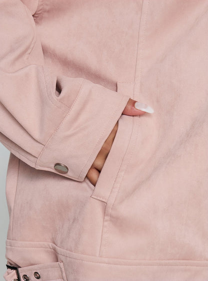 Goldsmith Faux Suede Bomber Jacket Pink