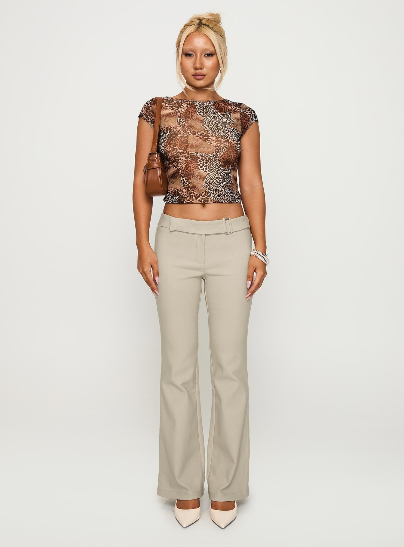 Angel Unknown Flare Pants Taupe