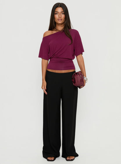 Khane Low Rise Wide Leg Pant Black