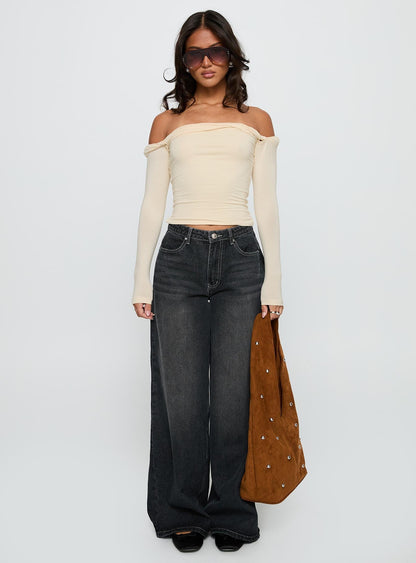 Naylor Mid Rise Wide Leg Jeans Grey Wash