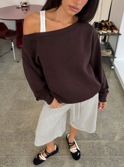 Wellness Off The Shoulder Jumper Brown