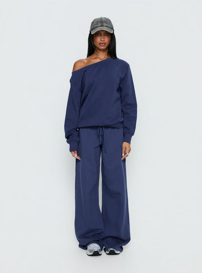 Wellness Off the Shoulder Jumper Navy