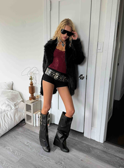 Super Trouper Faux Fur Jacket Black