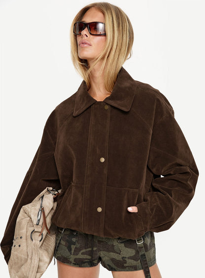 Jaxton Faux Suede Jacket Chocolate