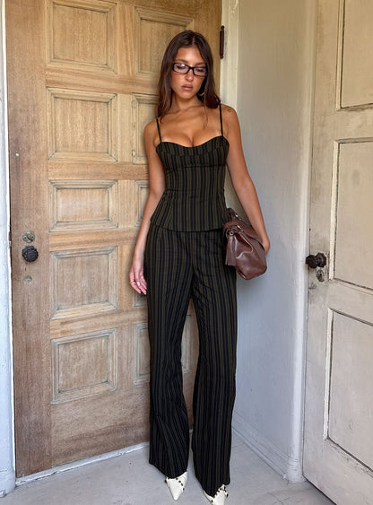 Kierstyn Corset Set Black Stripe
