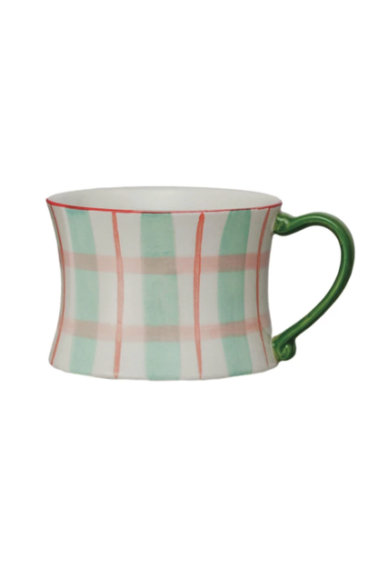 8 oz. Hand-Painted Stoneware Mug w/ Pattern, 4 Styles