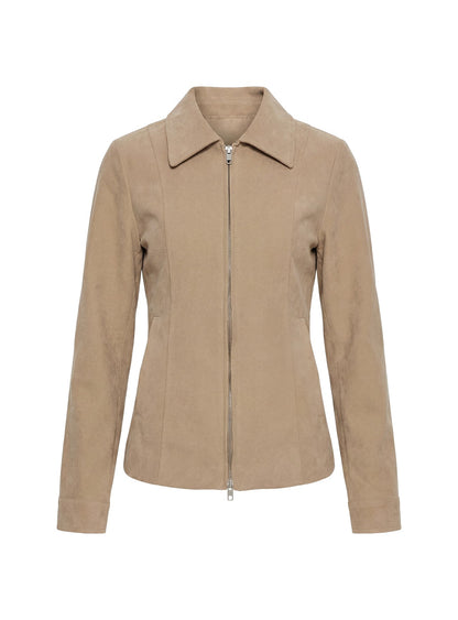 Ryzen Faux Suede Fitted Jacket Stone