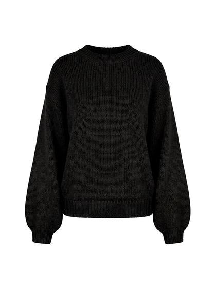 Harmony Balloon Sleeve Knit Sweater Black