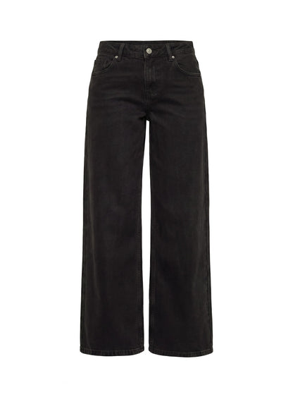 Ramos Low Rise Wide Leg Denim Jeans Washed Black