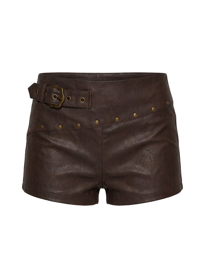 Romey Studded Micro Shorts Charcoal Brown