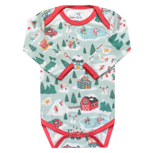 Long Sleeve Bodysuit - Snowy Slopes