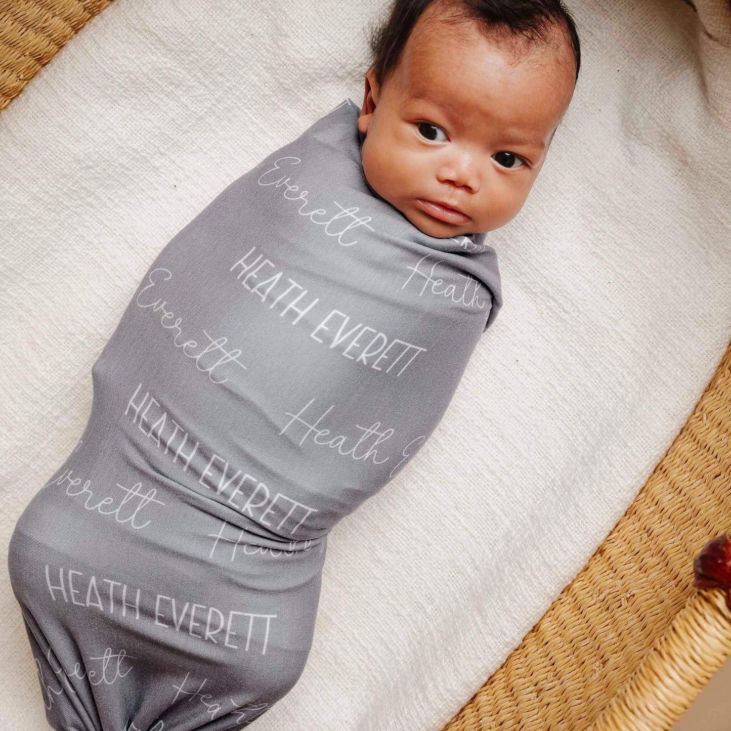 Personalized Baby Name Swaddle Blanket - Stone