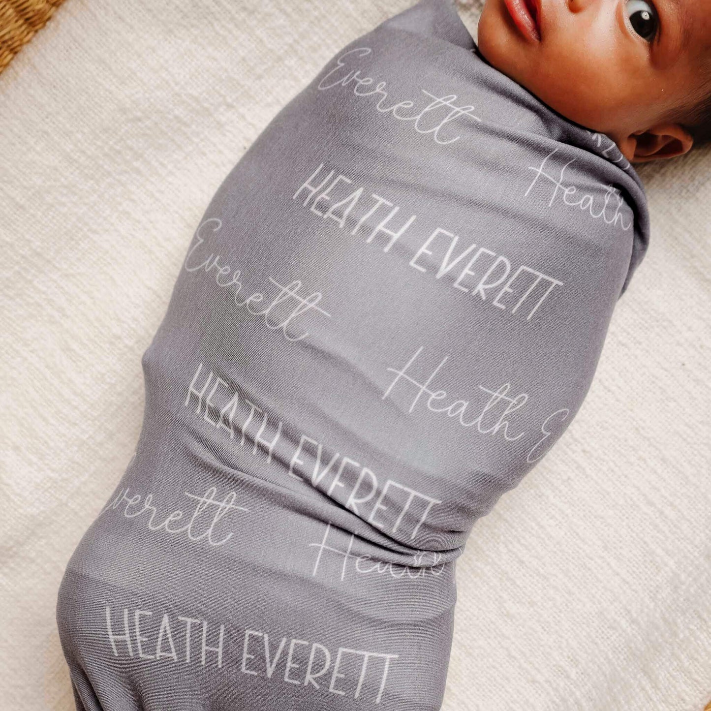 Personalized Baby Name Swaddle Blanket - Stone
