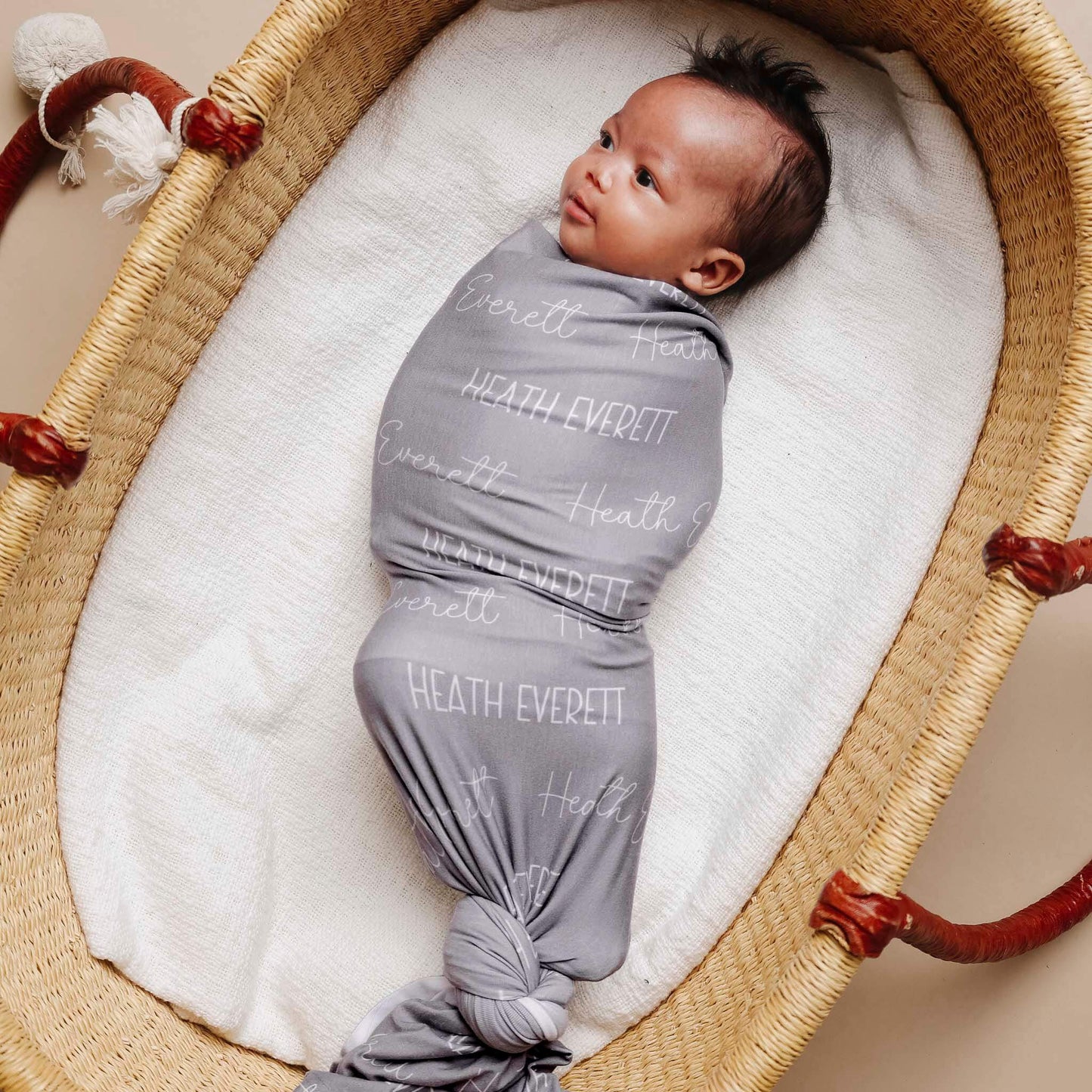 Personalized Baby Name Swaddle Blanket - Stone