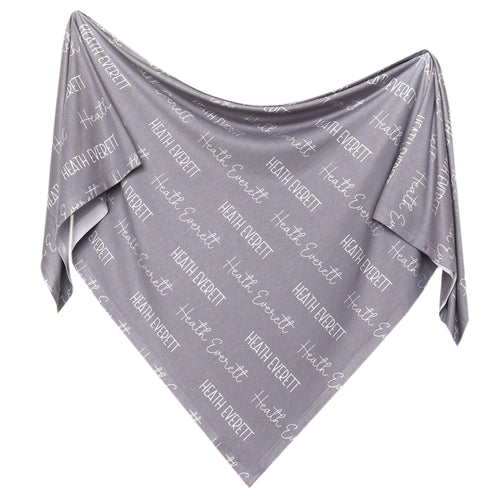 Personalized Baby Name Swaddle Blanket - Stone