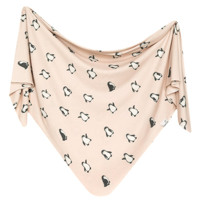 Knit Swaddle Blanket - Penguins