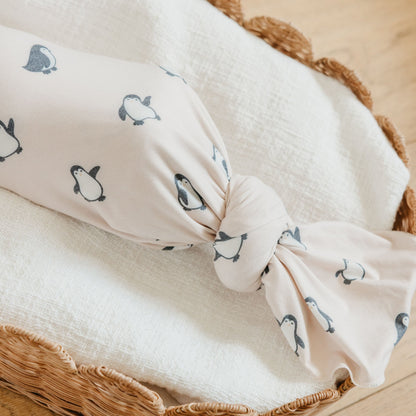 Knit Swaddle Blanket - Penguins