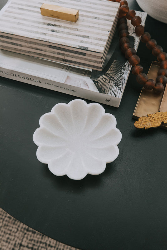Carved Marble Flower Shaped Dish