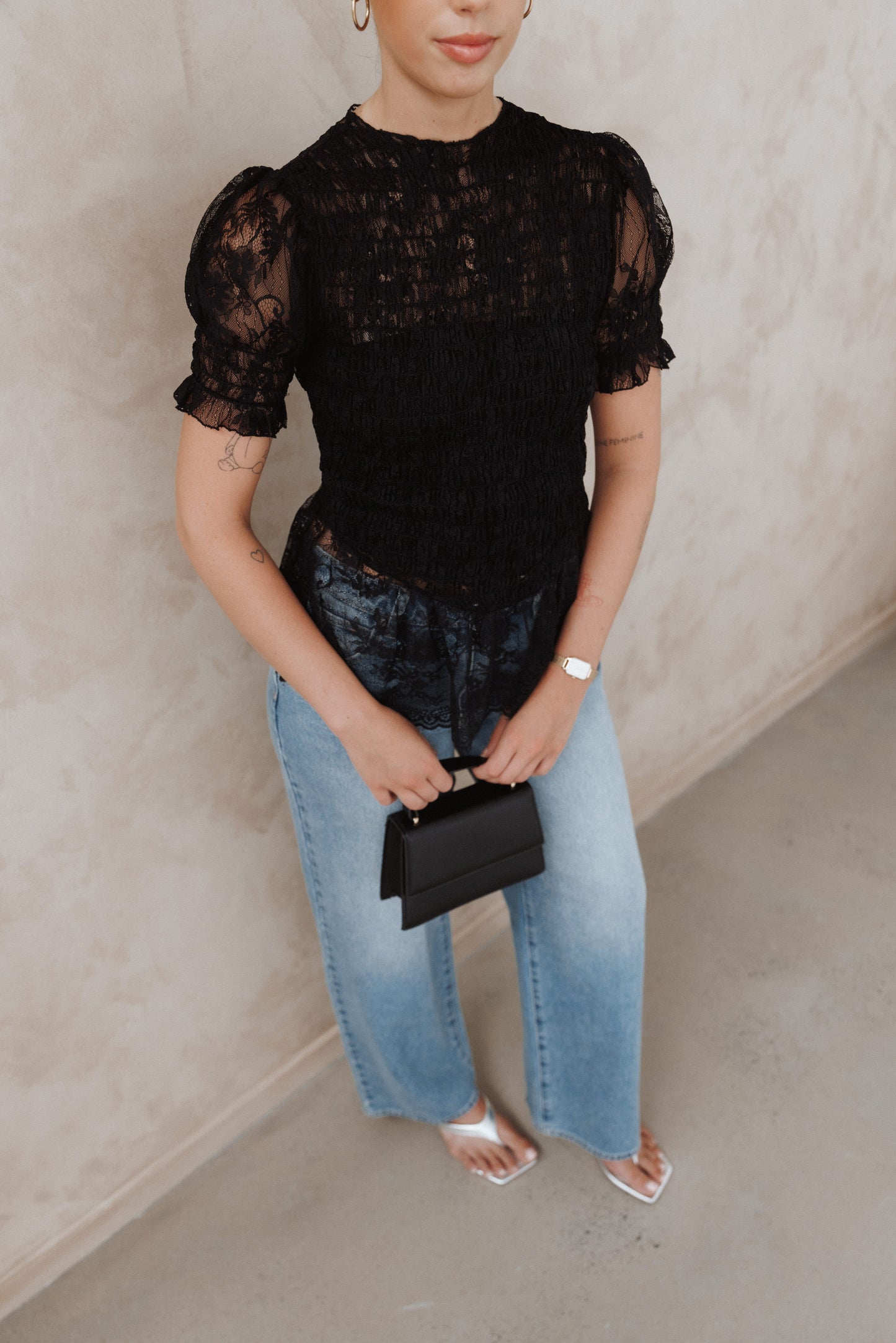 Adeline Peplum Top - Black